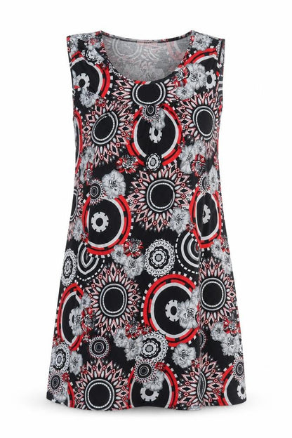 E&D Womens Multicoloured Geometric Viscose Shift Size 3XL Round Neck