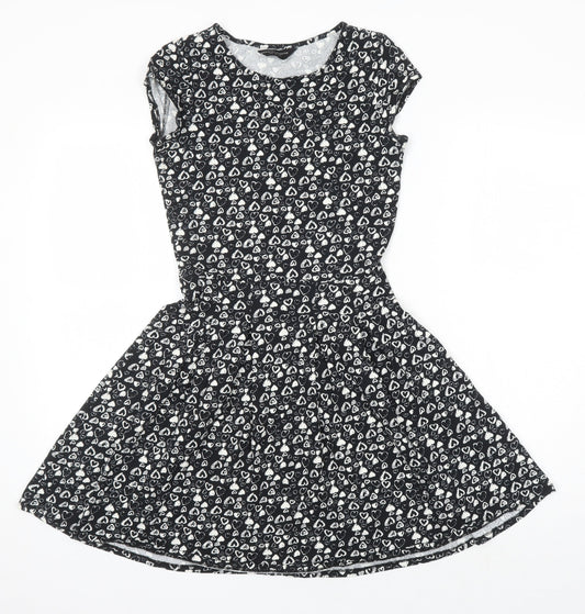 Dorothy Perkins Womens Multicoloured Geometric Cotton A-Line Size 8 Round Neck