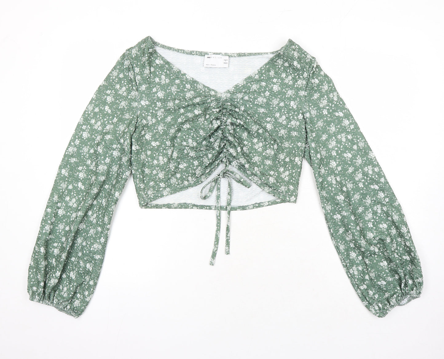 Womens UK Size 12 ASOS Green Cropped Blouse