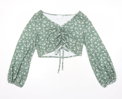 Womens UK Size 12 ASOS Green Cropped Blouse