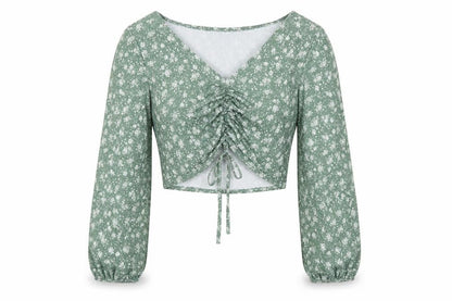 Womens UK Size 12 ASOS Green Cropped Blouse