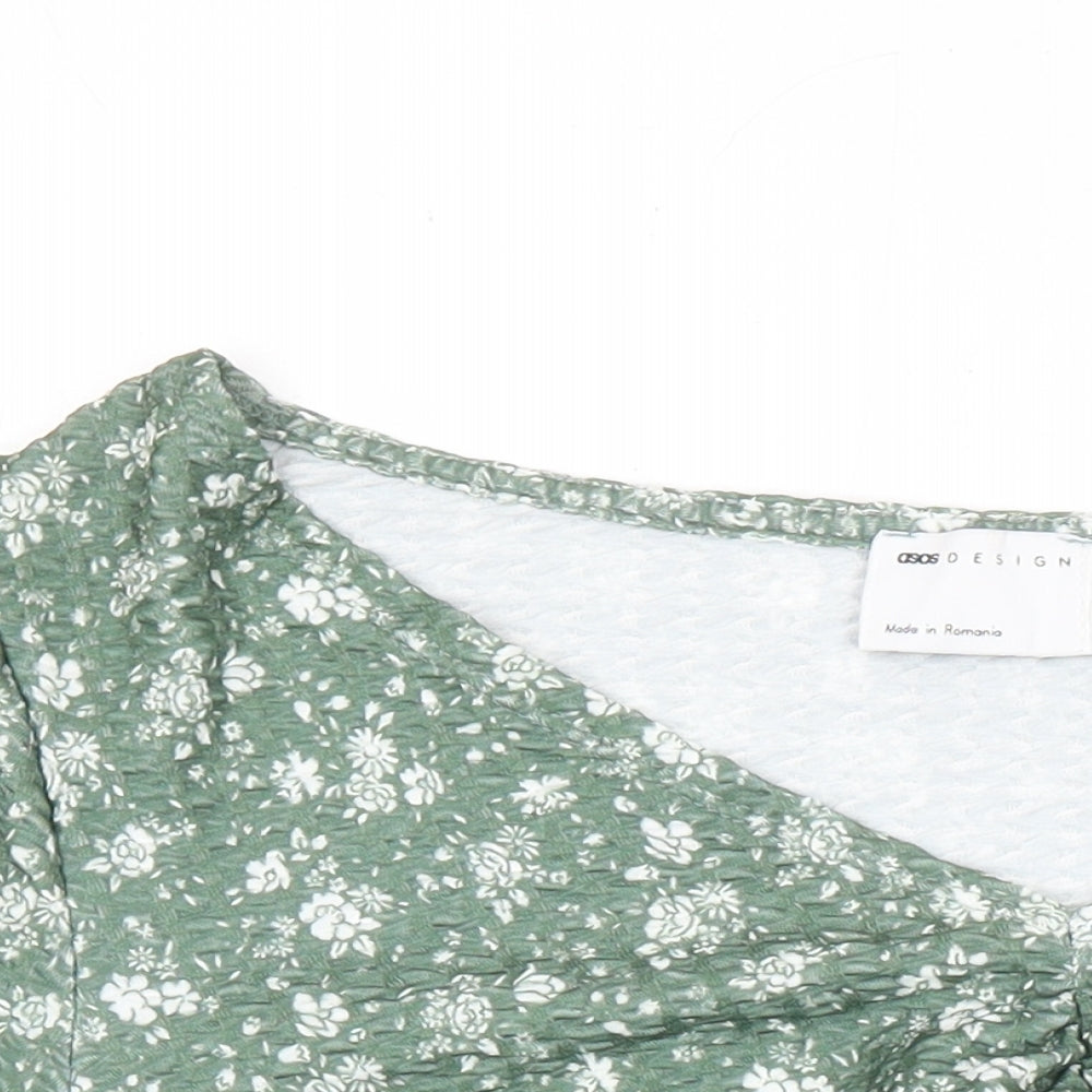 Womens UK Size 12 ASOS Green Cropped Blouse