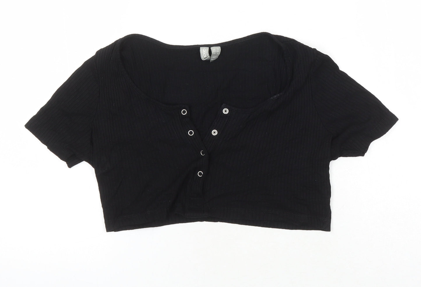 Womens UK Size 12 ASOS Black Cropped T-Shirt