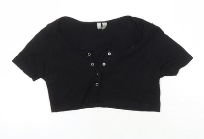 Womens UK Size 12 ASOS Black Cropped T-Shirt