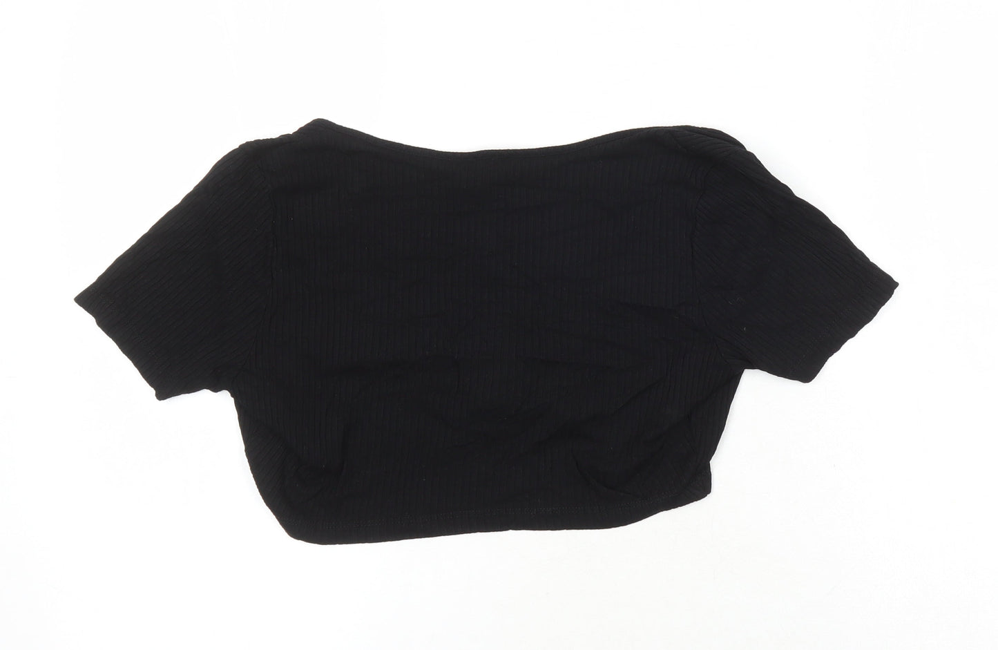 Womens UK Size 12 ASOS Black Cropped T-Shirt