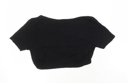 Womens UK Size 12 ASOS Black Cropped T-Shirt