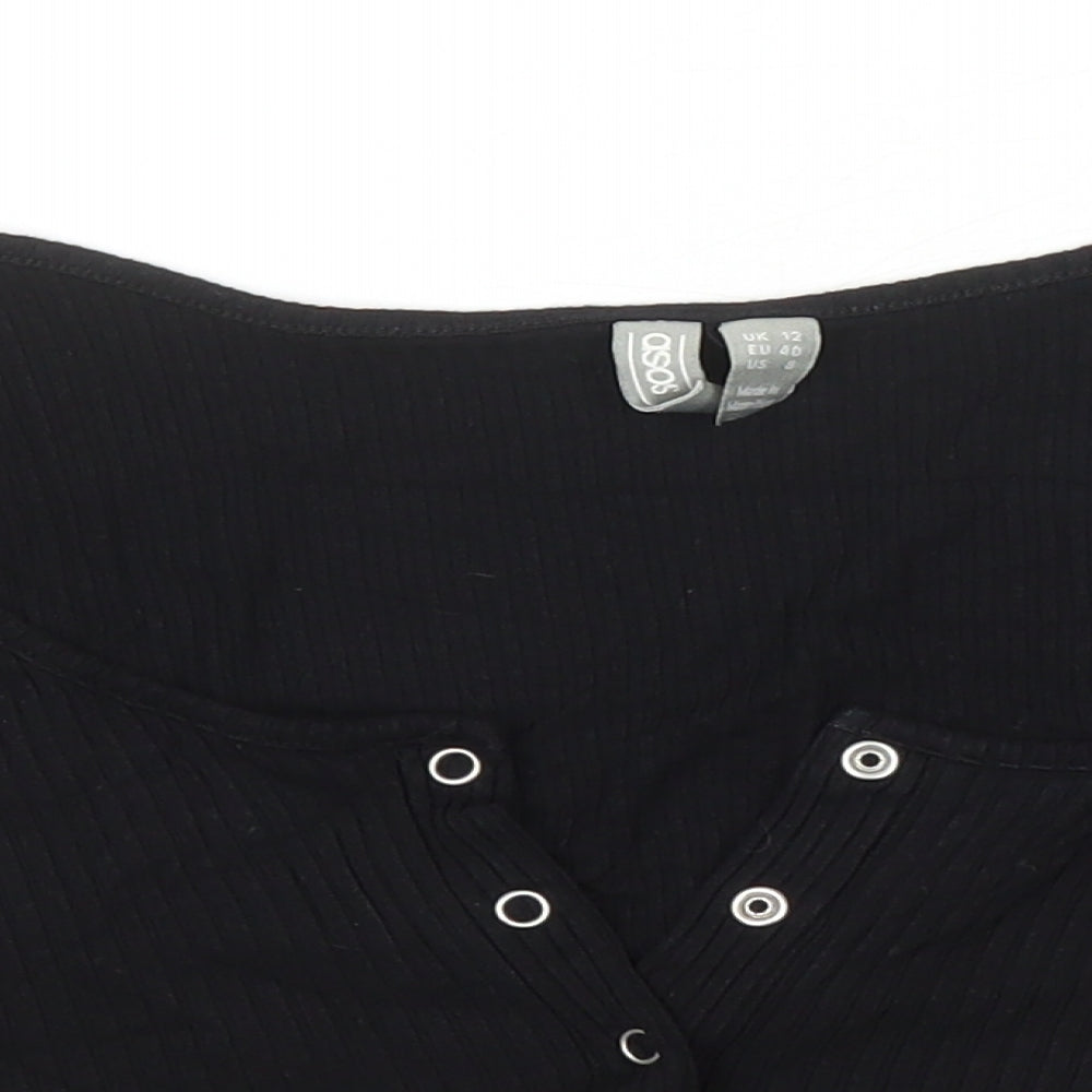 Womens UK Size 12 ASOS Black Cropped T-Shirt