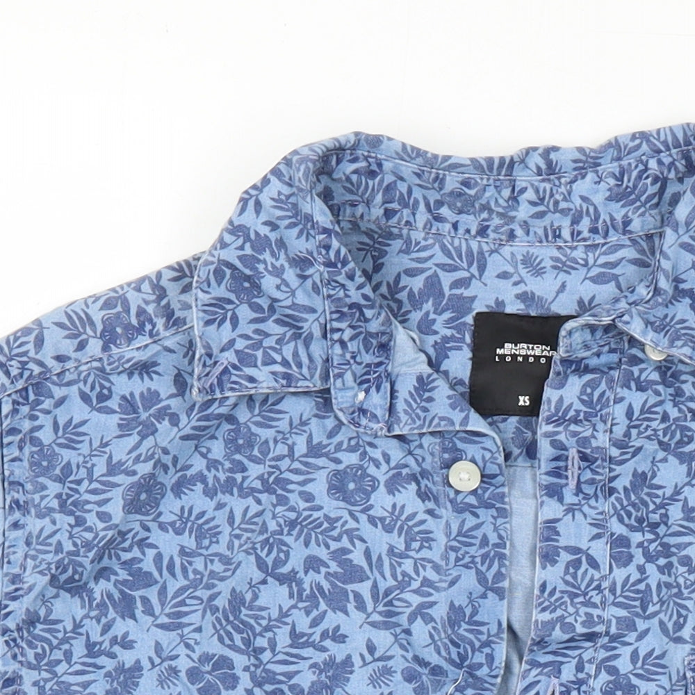 Burton Mens Blue Floral Cotton Button-Up Size XS Collared