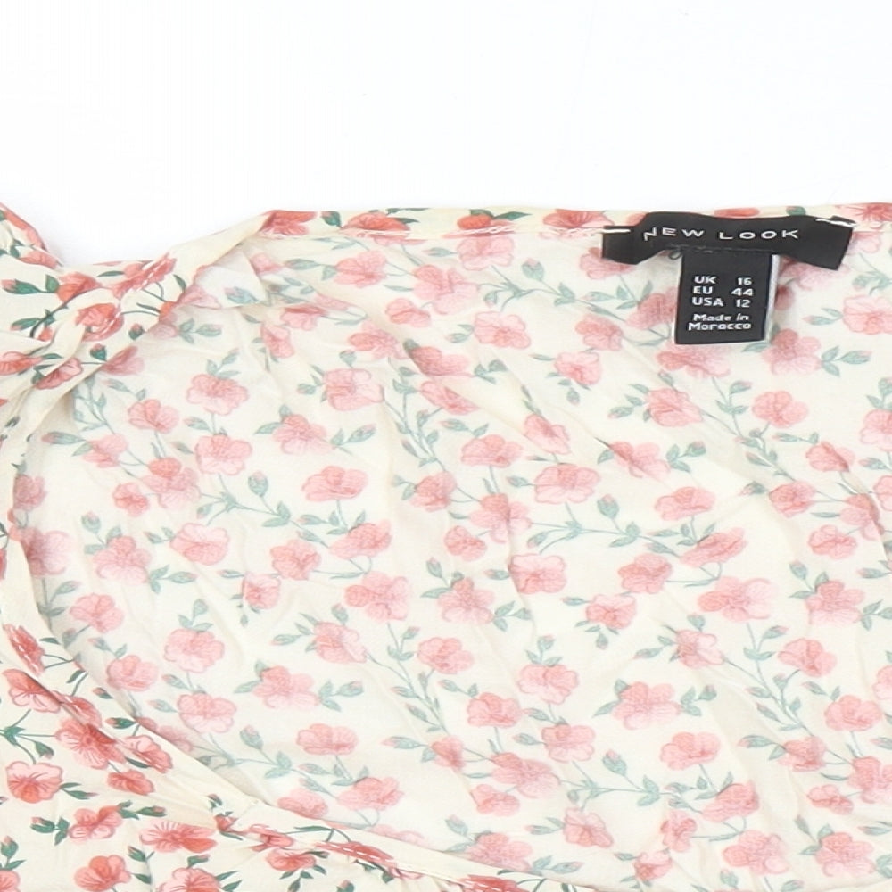 Womens UK Size 16 New Look Multicoloured Cropped Blouse