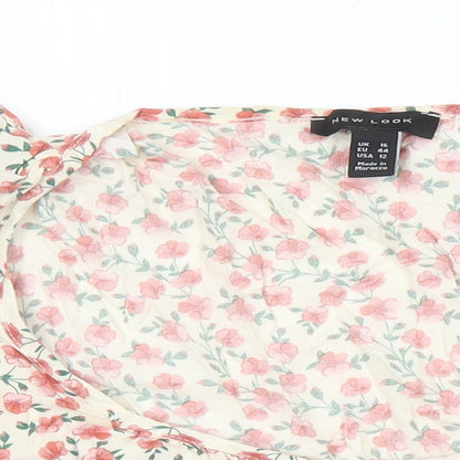Womens UK Size 16 New Look Multicoloured Cropped Blouse