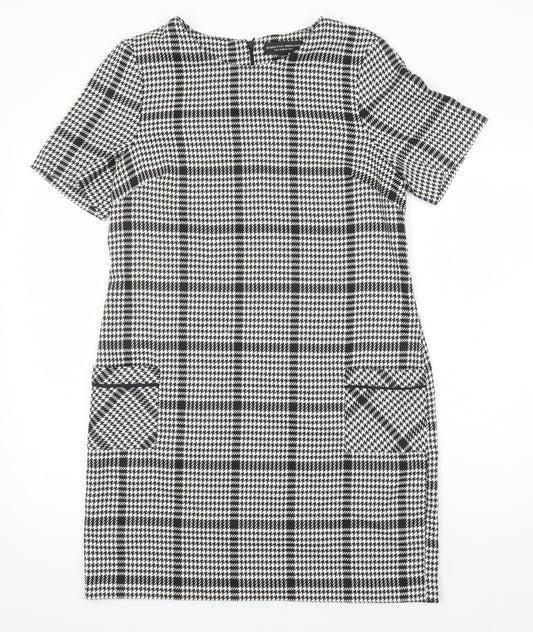 Dorothy Perkins Womens Multicoloured Check Polyester Shift Size 12 Round Neck - Pockets