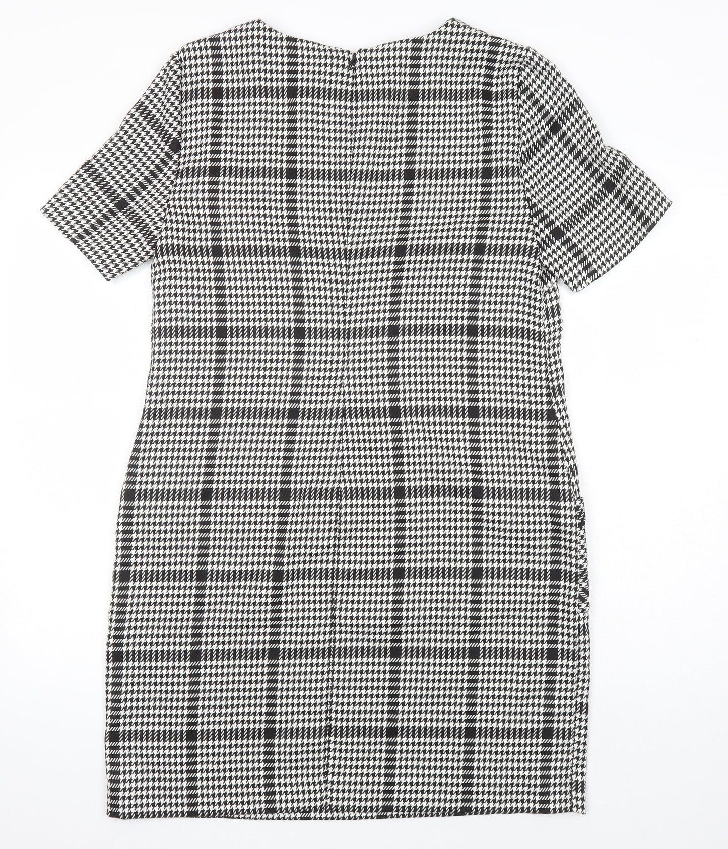 Dorothy Perkins Womens Multicoloured Check Polyester Shift Size 12 Round Neck - Pockets