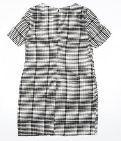 Dorothy Perkins Womens Multicoloured Check Polyester Shift Size 12 Round Neck - Pockets