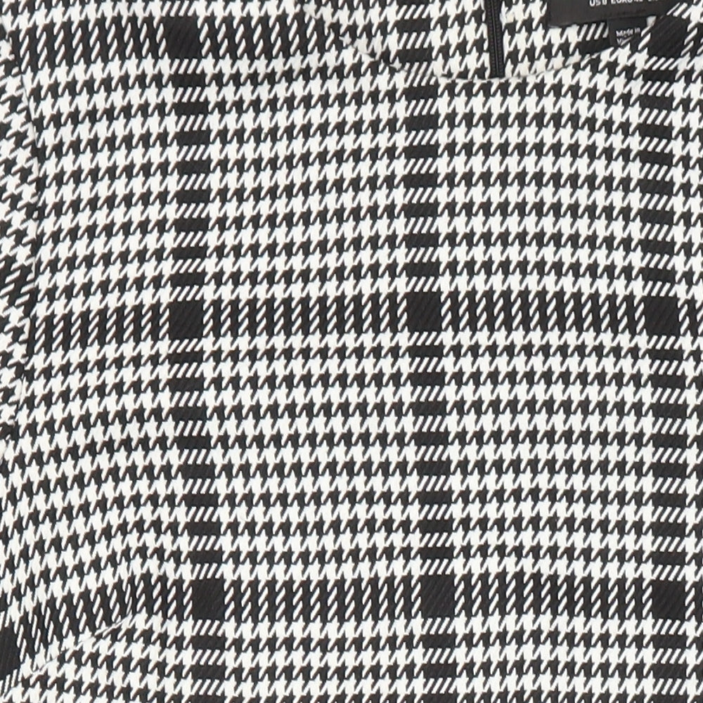 Dorothy Perkins Womens Multicoloured Check Polyester Shift Size 12 Round Neck - Pockets