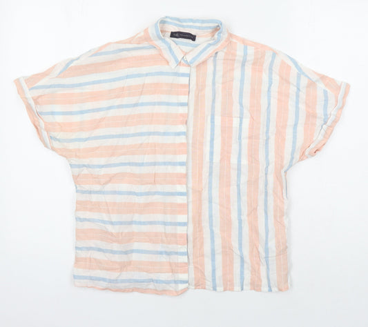 M&S Womens Multicoloured Check Cotton Tunic Blouse Size 12 Collared