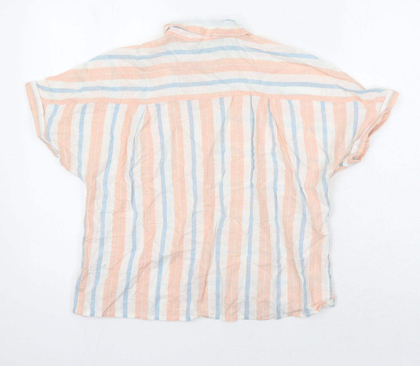 M&S Womens Multicoloured Check Cotton Tunic Blouse Size 12 Collared