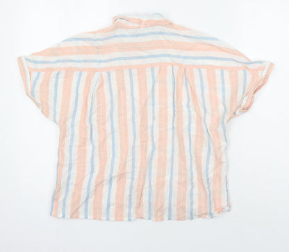 M&S Womens Multicoloured Check Cotton Tunic Blouse Size 12 Collared