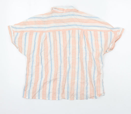 M&S Womens Multicoloured Check Cotton Tunic Blouse Size 12 Collared