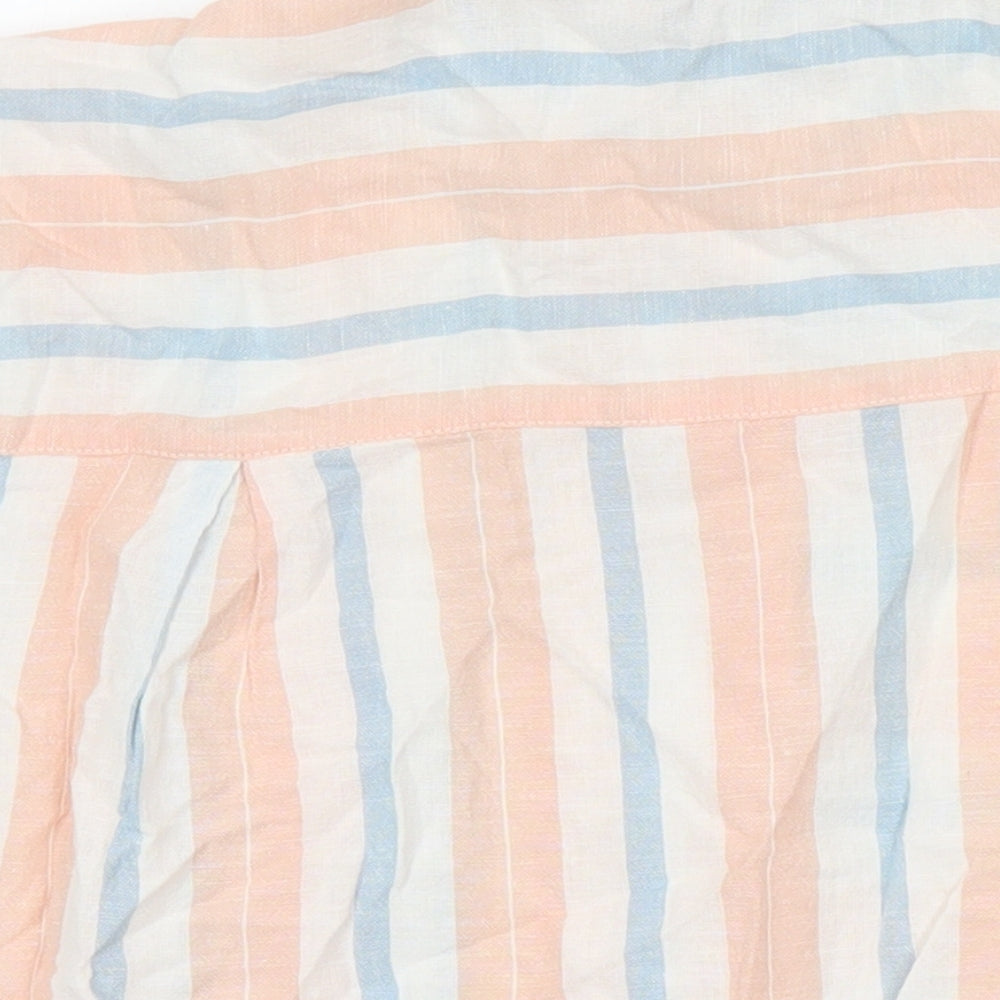 M&S Womens Multicoloured Check Cotton Tunic Blouse Size 12 Collared