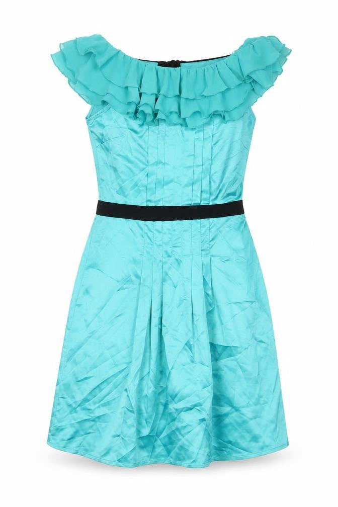 Lipsy Womens Green Polyester A-Line Size 8 Boat Neck