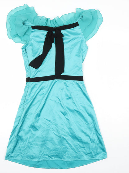 Lipsy Womens Green Polyester A-Line Size 8 Boat Neck