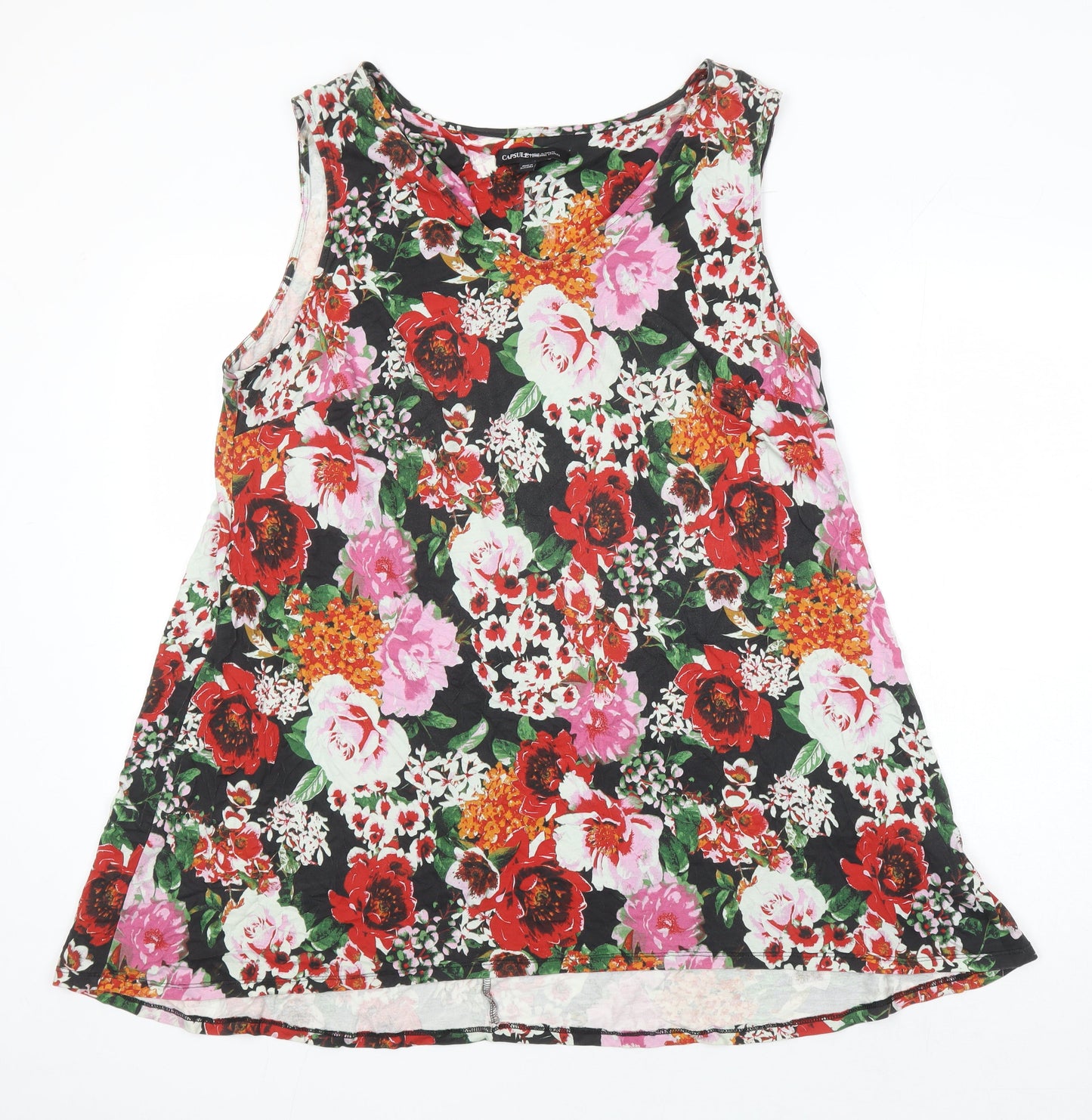 Capsule Womens Ivory Floral Viscose Ringer T-Shirt Size 20 Round Neck