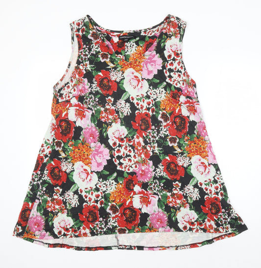 Capsule Womens Ivory Floral Viscose Ringer T-Shirt Size 20 Round Neck