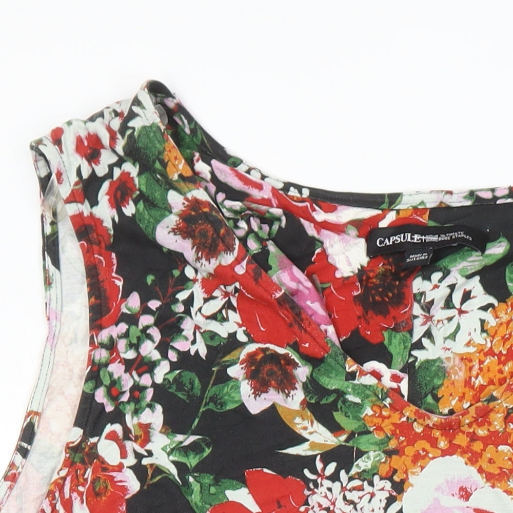 Capsule Womens Ivory Floral Viscose Ringer T-Shirt Size 20 Round Neck