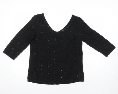 Womens UK Size 10 NEXT Black Tunic Blouse