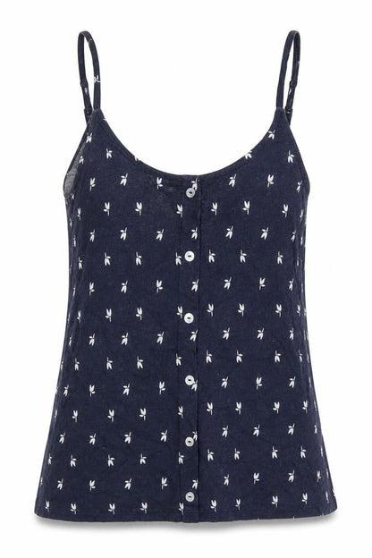 Marks & Spencer Womens Blue Geometric Cotton Camisole T-Shirt Size 8 Boat Neck