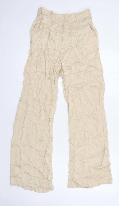 Womens UK Size XS Zara Regular Fit  Beige Trousers