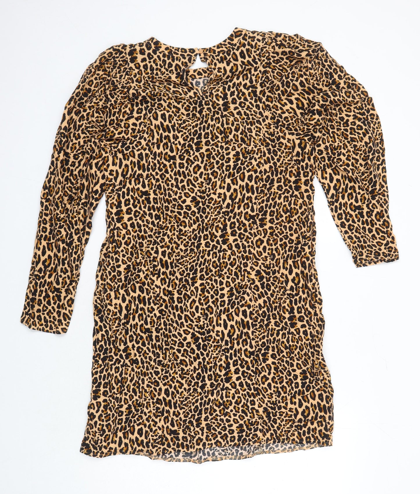 M&S Womens Multicoloured Animal Print Viscose Shift Size 16 Round Neck