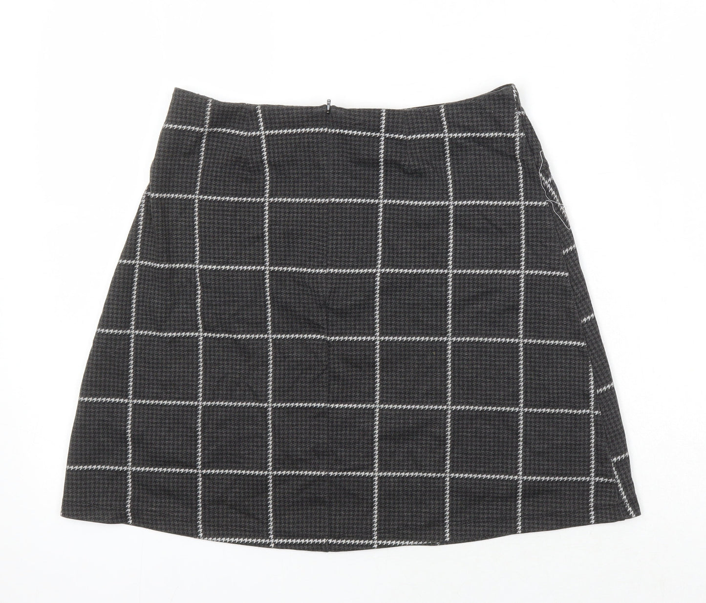 Dorothy Perkins Womens Grey Check Polyester A-Line Skirt Size 10