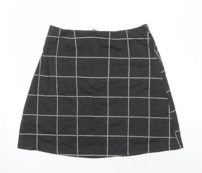 Dorothy Perkins Womens Grey Check Polyester A-Line Skirt Size 10