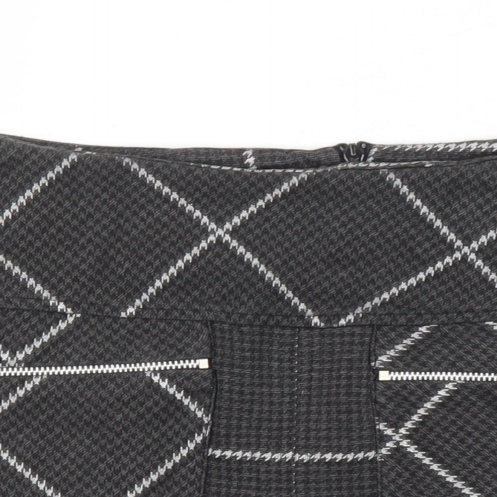 Dorothy Perkins Womens Grey Check Polyester A-Line Skirt Size 10