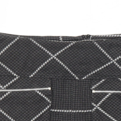 Dorothy Perkins Womens Grey Check Polyester A-Line Skirt Size 10