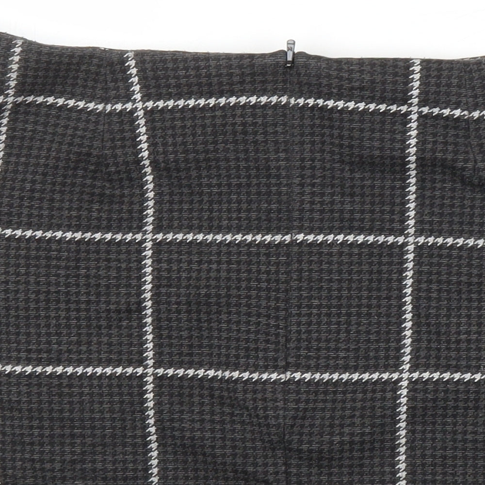 Dorothy Perkins Womens Grey Check Polyester A-Line Skirt Size 10