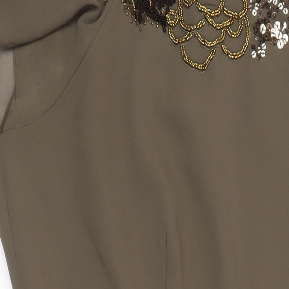 Coast Womens Green Polyester Pencil Dress Size 12 Boat Neck - Sequin Detail