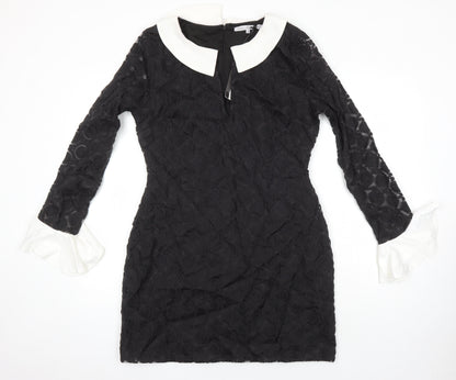 Millie Mackintosh Womens Black Polyester Shift Size 14 Collared