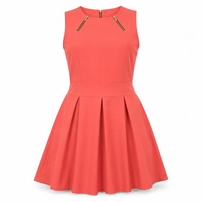 WalG Womens Orange Polyester A-Line Size S Round Neck