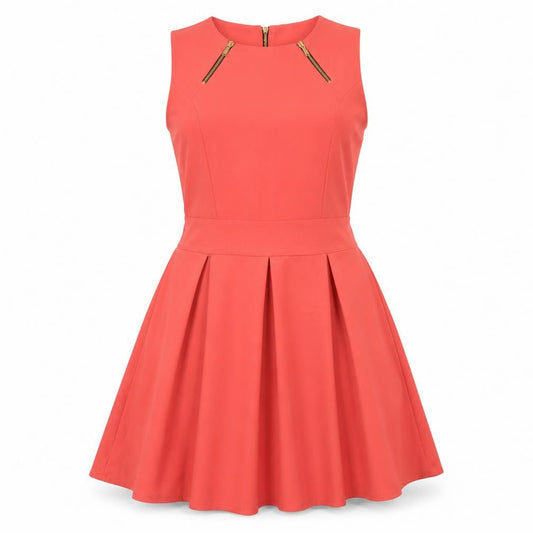 WalG Womens Orange Polyester A-Line Size S Round Neck