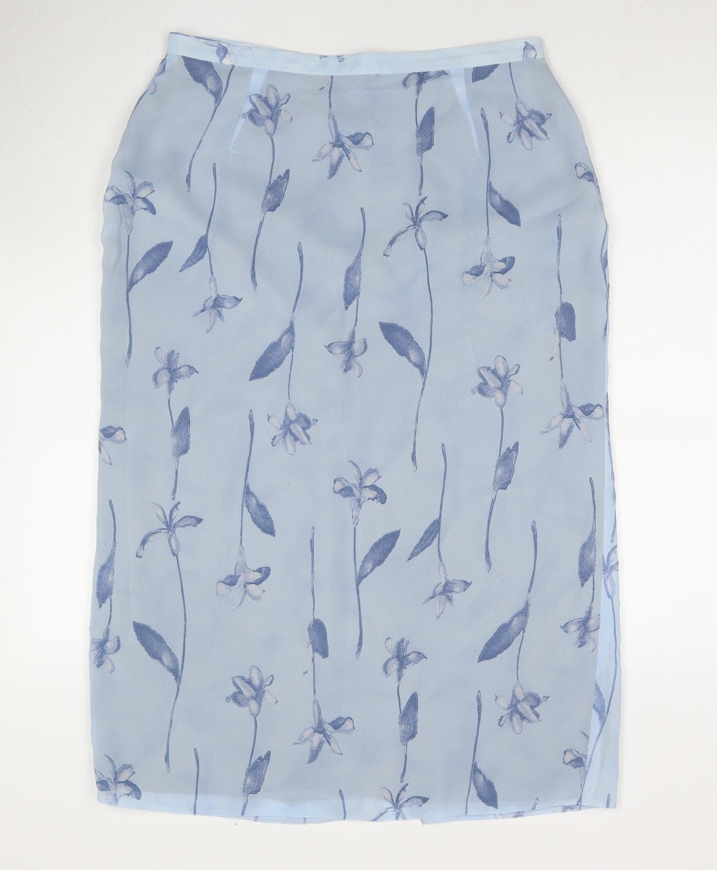 Classics Womens Blue Floral Polyester A-Line Skirt Size 16 Zip