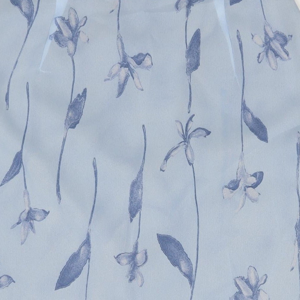 Classics Womens Blue Floral Polyester A-Line Skirt Size 16 Zip