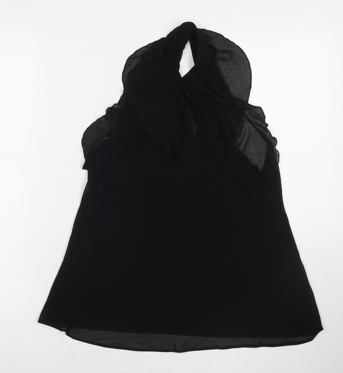 Miss Selfridge Womens Black Polyester Basic Tank Size 12 V-Neck