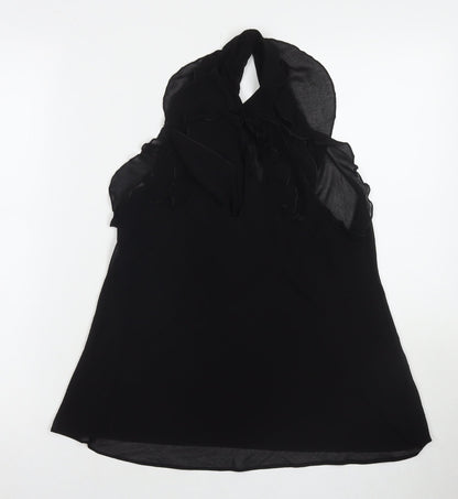 Miss Selfridge Womens Black Polyester Basic Tank Size 12 V-Neck