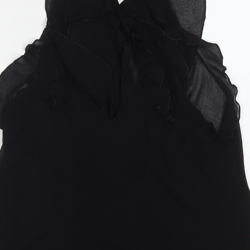 Miss Selfridge Womens Black Polyester Basic Tank Size 12 V-Neck