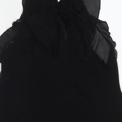 Miss Selfridge Womens Black Polyester Basic Tank Size 12 V-Neck