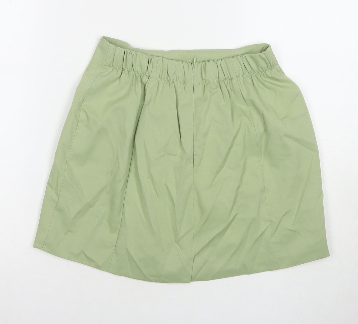 Bershka Womens Green Polyester A-Line Skirt Size M Zip