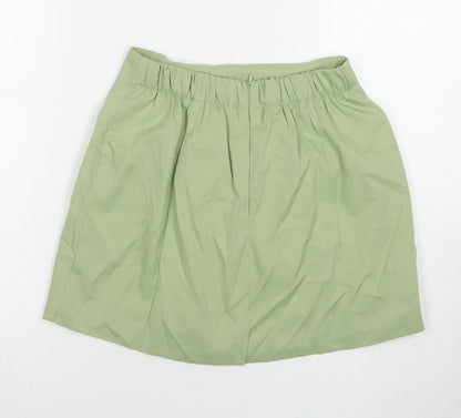 Bershka Womens Green Polyester A-Line Skirt Size M Zip