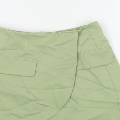 Bershka Womens Green Polyester A-Line Skirt Size M Zip